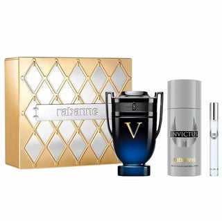 Kit Invictus Victory Elixir Rabanne - Parfum Masculino - 100ml + Desodorante 150ml + Tamanho Viagem 10ml