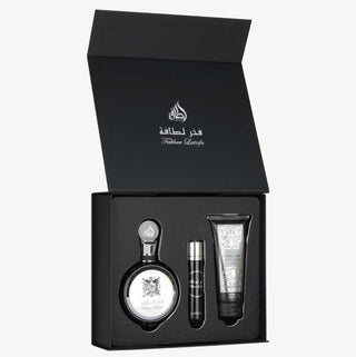 KIT Lattafa Fakhar Black - Perfume 100ml + Decant 12ml + Shower Gel 100ml