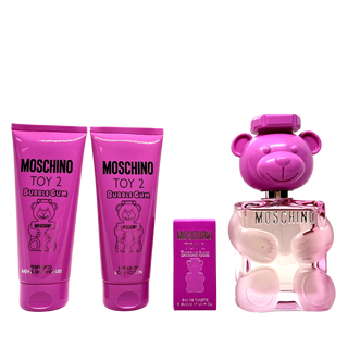 Kit Toy Bubble Gum Moschino - Eau de Toilette 100ml + Loção Corporal 100ml + Miniatura 5ml + Hidratante 100ml + Gel de Banho 100ml